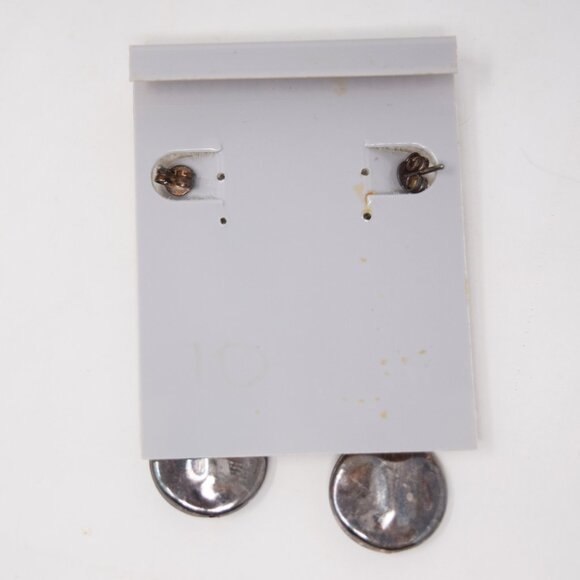 Sterling Silver Drop Earrings Pierced Round Boho Neutral Oval Dangle VTG Mom - Picture 9 of 13